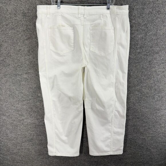 Logo Lori Goldstein Jeans Women 20W Plus White Denim Light Wash High Rise Barrel - Picture 2 of 9